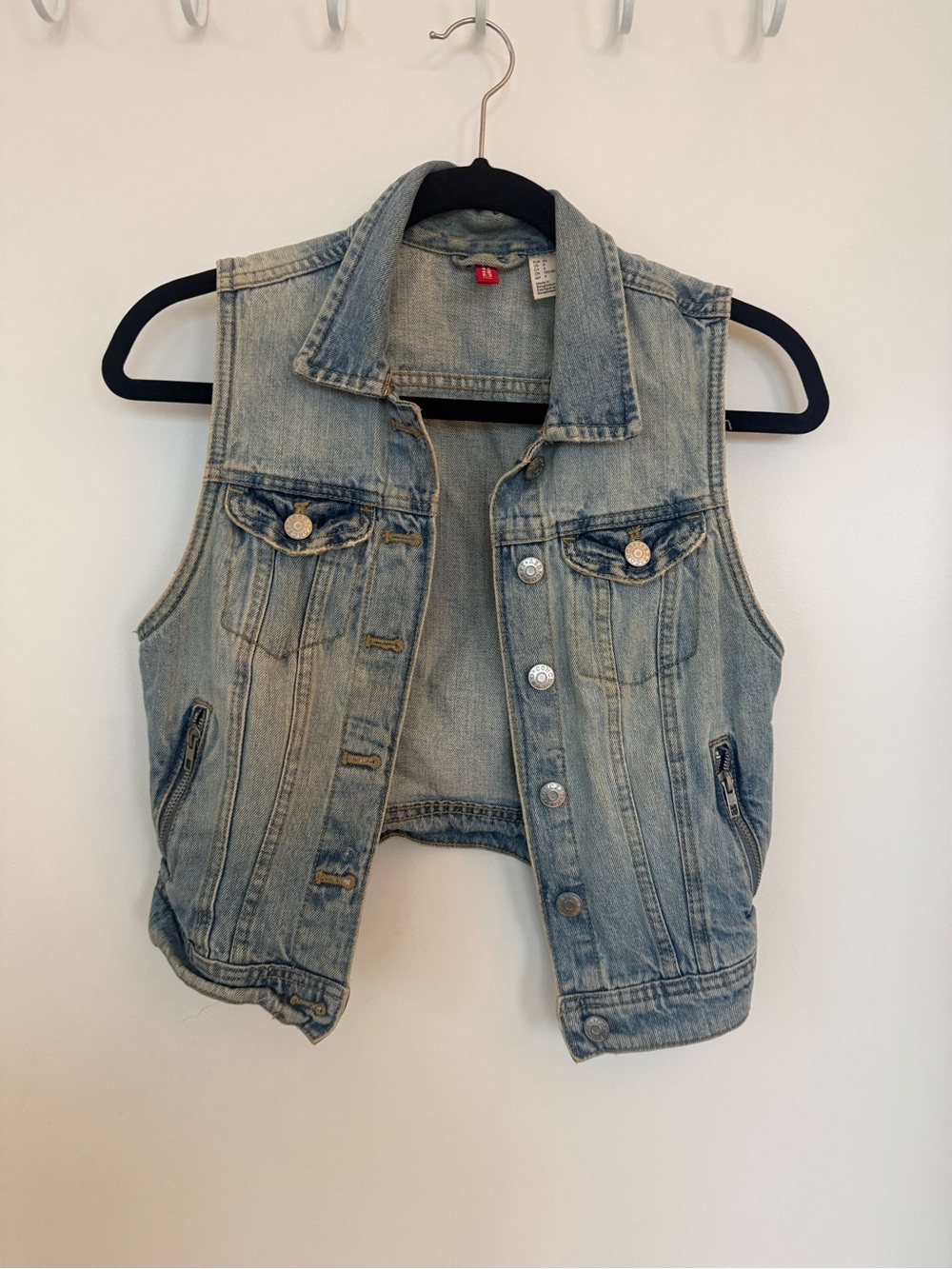 H&M Light Blue Denim Vest with Red Brand Tag